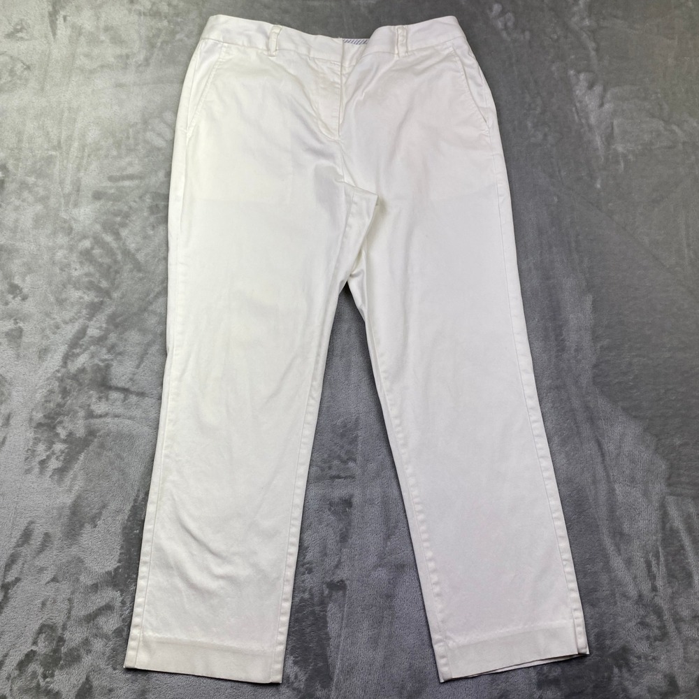 Lands' End Women's White Cropped Chinos Pants Casual Everyday‎ Trousers Sz 30"